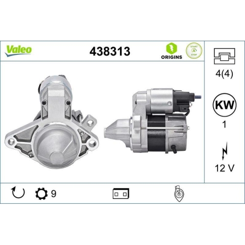 VALEO Starter VALEO ORIGINS STOP&START - NEW O.E. TECHNOLOGIE 438313