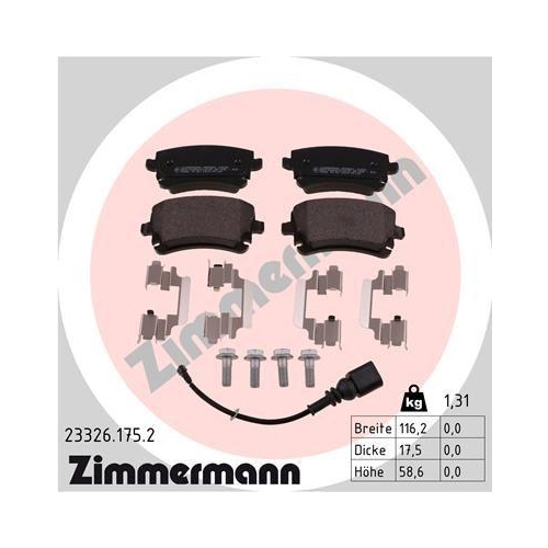 ZIMMERMANN Bremsbelagsatz, Scheibenbremse 23326.175.2