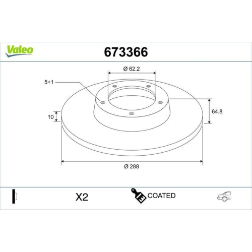 VALEO Bremsscheibe COATED 673366