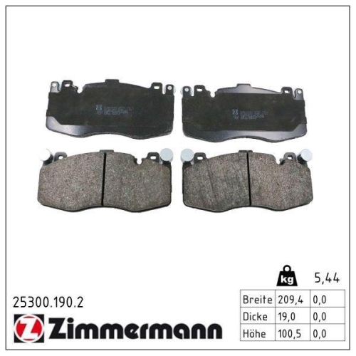ZIMMERMANN Bremsbelagsatz, Scheibenbremse 25300.190.2