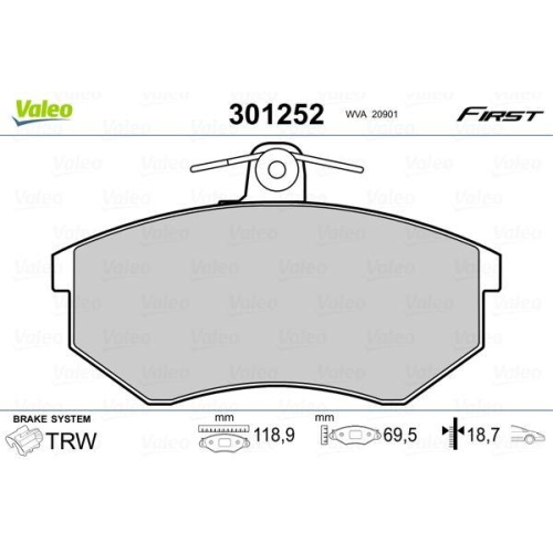 VALEO Bremsbelagsatz, Scheibenbremse FIRST 301252