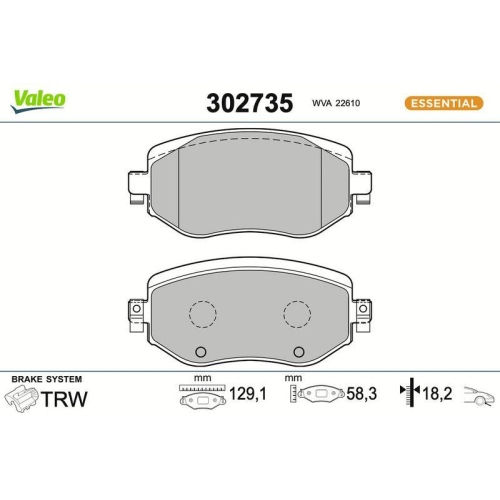 VALEO Bremsbelagsatz, Scheibenbremse ESSENTIAL 302735