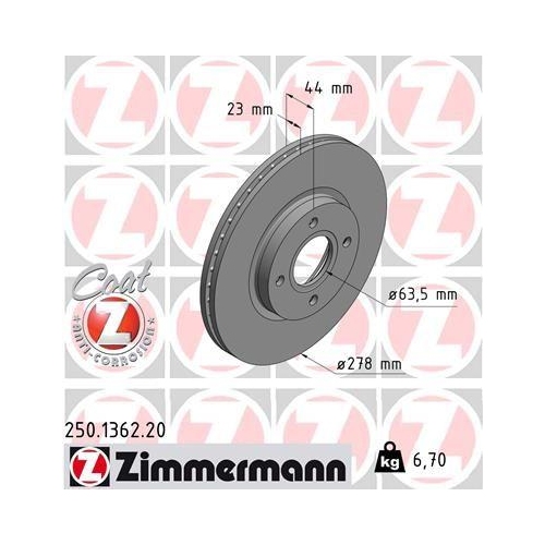 ZIMMERMANN Bremsscheibe COAT Z 250.1362.20