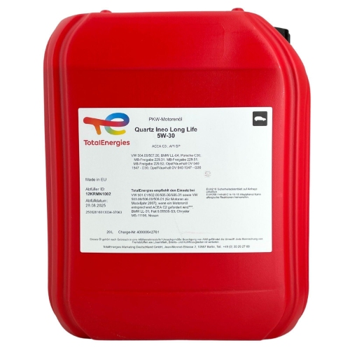 Motor&ouml;l Motoren&ouml;l Total Quartz Ineo Longlife 5W-30 20 Liter Kanister 181710