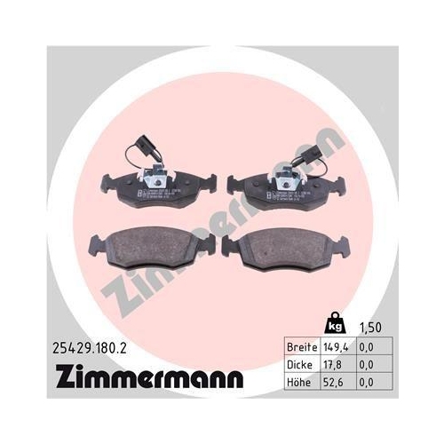 ZIMMERMANN Bremsbelagsatz, Scheibenbremse 25429.180.2