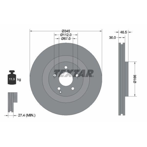 TEXTAR Bremsscheibe PRO 92123603