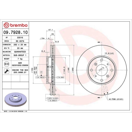BREMBO Bremsscheibe PRIME LINE 09.7928.10