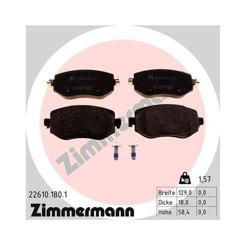ZIMMERMANN Bremsbelagsatz, Scheibenbremse 22610.180.1