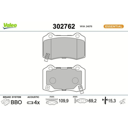 VALEO Bremsbelagsatz, Scheibenbremse ESSENTIAL 302762