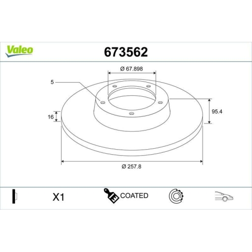 VALEO Bremsscheibe COATED 673562