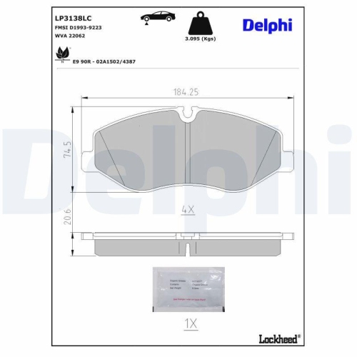DELPHI Bremsbelagsatz, Scheibenbremse Professional + LP3138LC