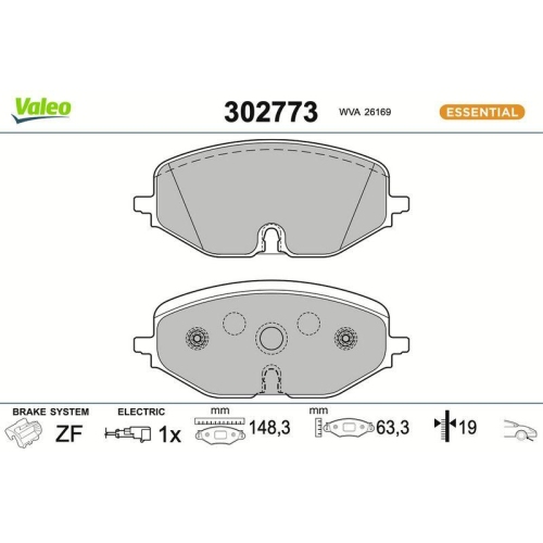 VALEO Bremsbelagsatz, Scheibenbremse ESSENTIAL 302773