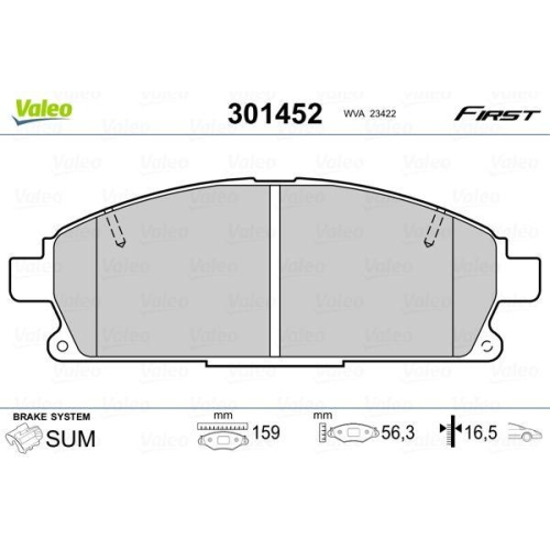 VALEO Bremsbelagsatz, Scheibenbremse FIRST 301452
