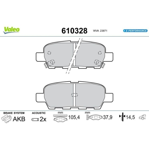 VALEO Bremsbelagsatz, Scheibenbremse E-PERFORMANCE 610328