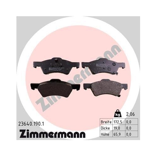 ZIMMERMANN Bremsbelagsatz, Scheibenbremse 23640.190.1