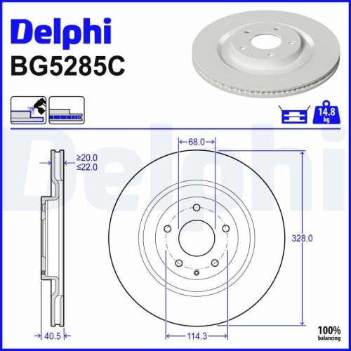 DELPHI Bremsscheibe BG5285C
