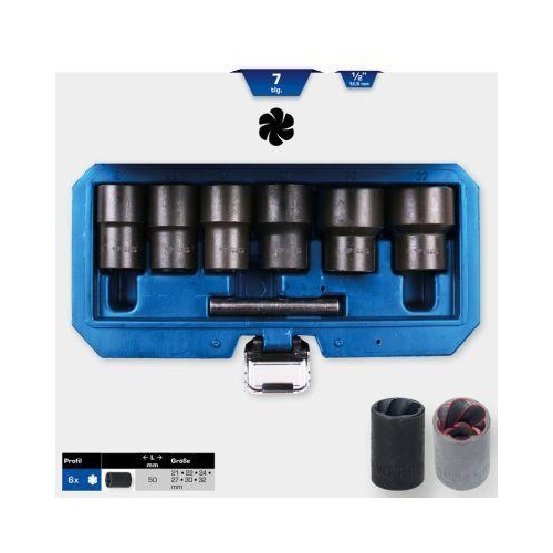 1/2 Zoll Spiral-Profil-Stecknuss-Satz, 7-tlg, 21 - 32mm BRILLIANT TOOLS BT026005