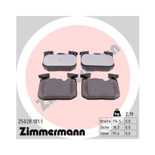 ZIMMERMANN Bremsbelagsatz, Scheibenbremse 25028.181.1