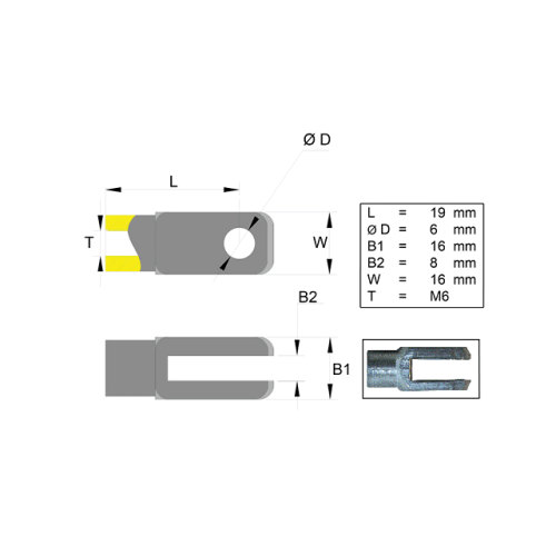 Gabelkopf 8 mm Loch L=32 M6 Anh&auml;nger Valeryd 6820107