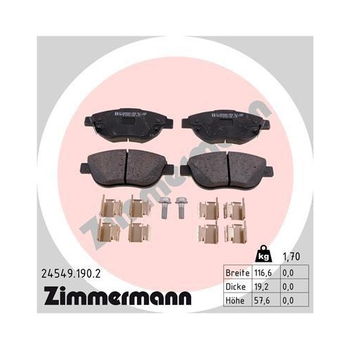 ZIMMERMANN Bremsbelagsatz, Scheibenbremse 24549.190.2