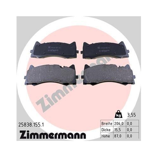ZIMMERMANN Bremsbelagsatz, Scheibenbremse 25838.155.1