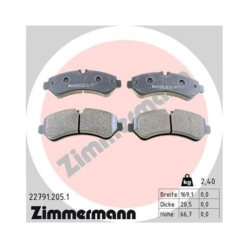 ZIMMERMANN Bremsbelagsatz, Scheibenbremse 22791.205.1