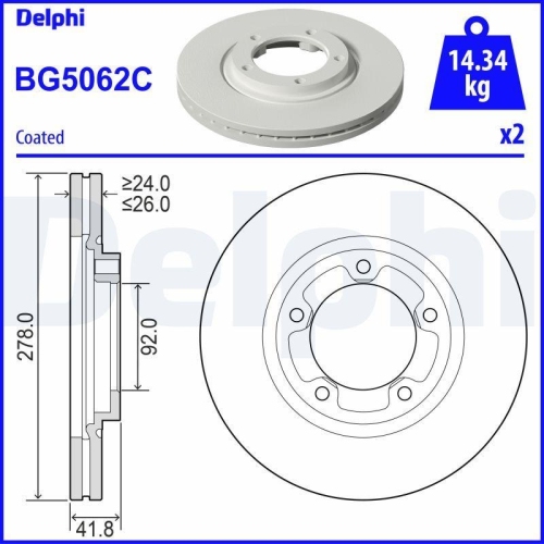 DELPHI Bremsscheibe BG5062C