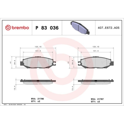 BREMBO Bremsbelagsatz, Scheibenbremse PRIME LINE P 83 036