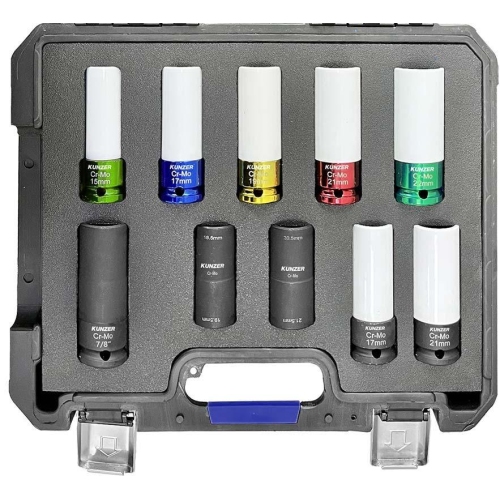 Impact-Radmutternsatz 1/2 Zoll 10-teilig, im Koffer Kunzer 7RK10