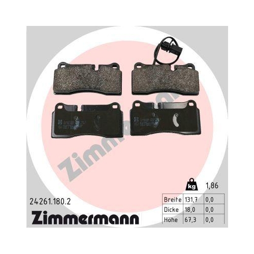 ZIMMERMANN Bremsbelagsatz, Scheibenbremse 24261.180.2