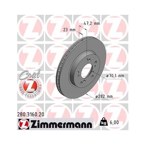 ZIMMERMANN Bremsscheibe COAT Z 280.3160.20