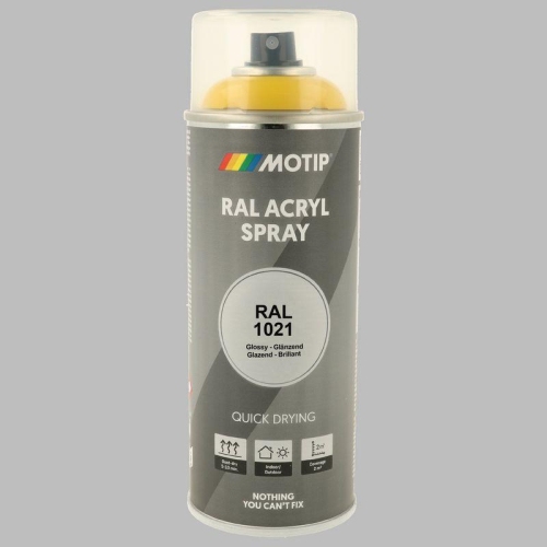 Lackspray Farbe schnell trocknend RAL 1021 rapsgelb hochglanz 400ml MOTIP 07074