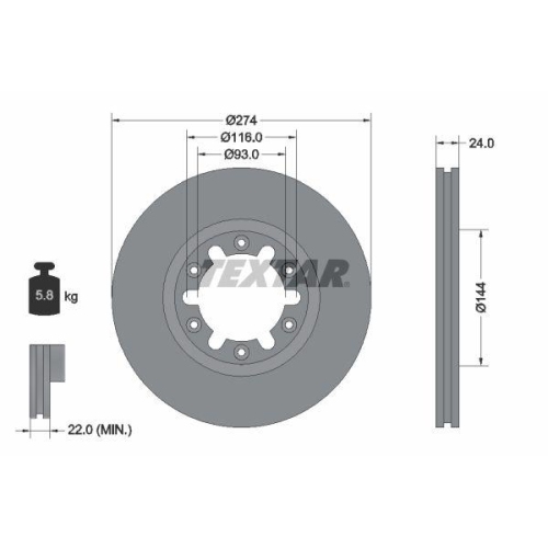 TEXTAR Bremsscheibe 92136300