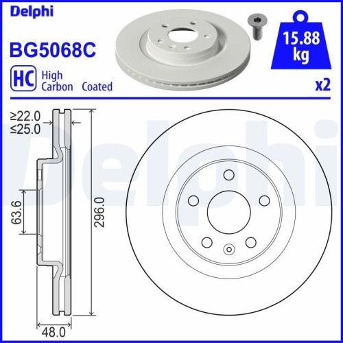 DELPHI Bremsscheibe BG5068C