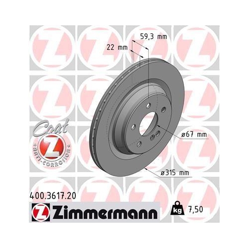 ZIMMERMANN Bremsscheibe COAT Z 400.3617.20