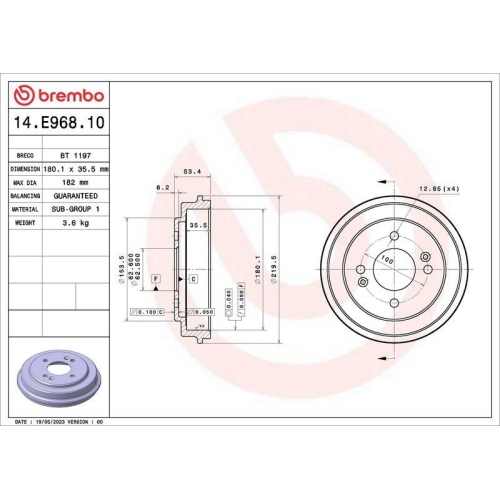 BREMBO Bremstrommel ESSENTIAL LINE 14.E968.10