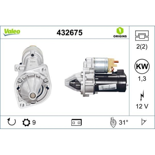 VALEO Starter VALEO ORIGINS - NEW O.E. TECHNOLOGIE 432675