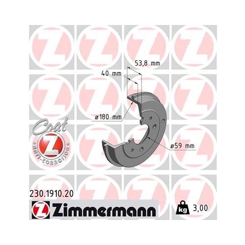 ZIMMERMANN Bremstrommel COAT Z 230.1910.20