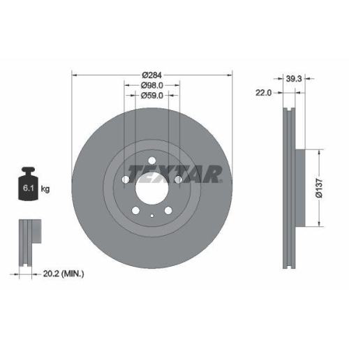 TEXTAR Bremsscheibe PRO 92083203
