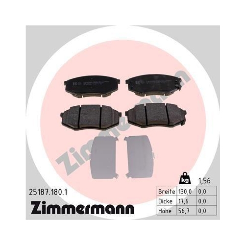ZIMMERMANN Bremsbelagsatz, Scheibenbremse 25187.180.1