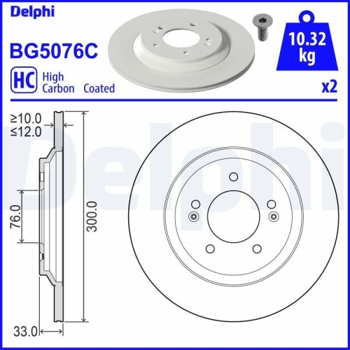 DELPHI Bremsscheibe BG5076C