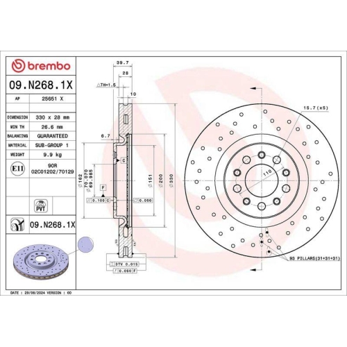BREMBO Bremsscheibe XTRA LINE - Xtra 09.N268.1X