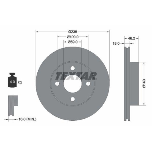 TEXTAR Bremsscheibe 92144300