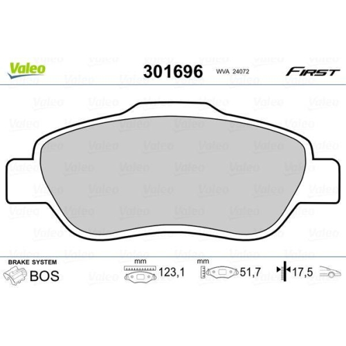 VALEO Bremsbelagsatz, Scheibenbremse FIRST 301696