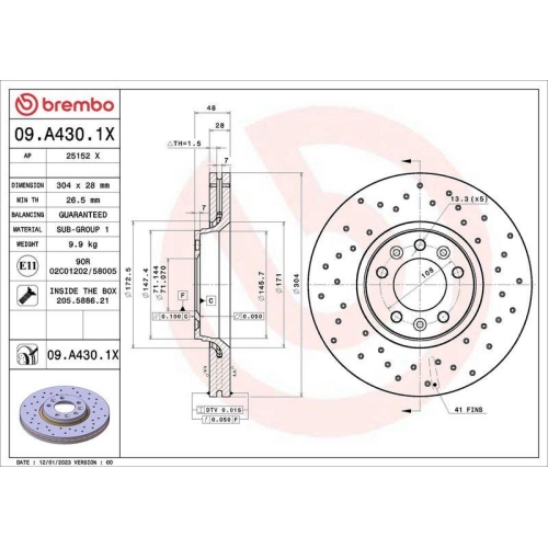 BREMBO Bremsscheibe XTRA LINE - Xtra 09.A430.1X