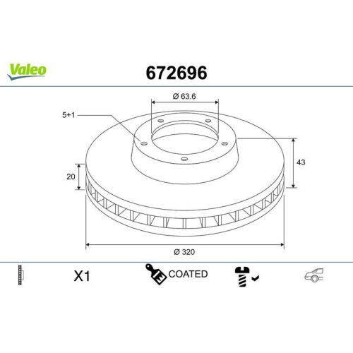 VALEO Bremsscheibe COATED 672696