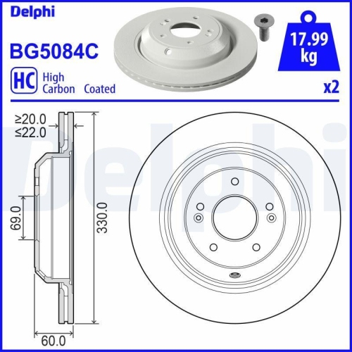 DELPHI Bremsscheibe BG5084C