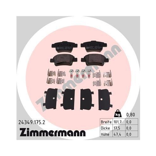ZIMMERMANN Bremsbelagsatz, Scheibenbremse 24349.175.2
