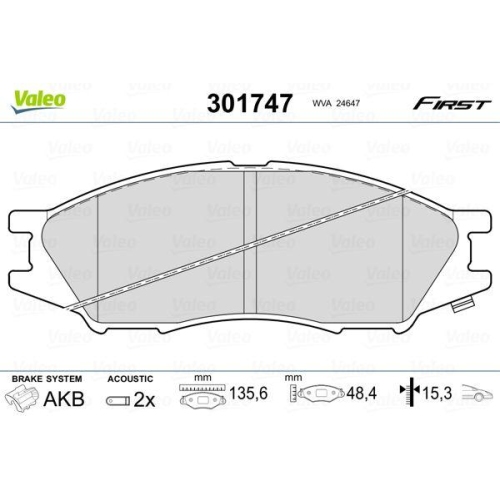 VALEO Bremsbelagsatz, Scheibenbremse FIRST 301747