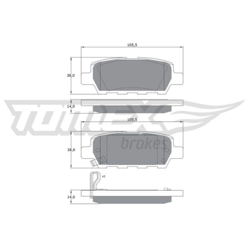 TOMEX Brakes Bremsbelagsatz, Scheibenbremse TX 14-21